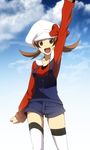  bad_id bad_pixiv_id brown_eyes brown_hair cabbie_hat cloud day hat hat_ribbon hirococo kotone_(pokemon) lowres overalls pokemon pokemon_(game) pokemon_hgss red_ribbon ribbon short_twintails sky solo twintails 