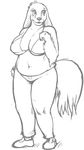  black_and_white bra canine chubby clothing female fluffy_tail mammal monochrome pants plain_background ritts simple_background sketch tail underwear white_background 