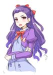  blue_skirt hair_ribbon kamishiro_ryuu l'ecole_des_cinq_lumieres_school_uniform long_hair milk_(yes!_precure_5) mimino_kurumi precure purple_hair red_eyes ribbon school_uniform simple_background sketch skirt solo white_background yes!_precure_5 yes!_precure_5_gogo! 