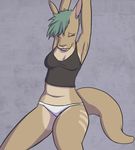  eyes_closed female green_hair hair kangaroo mammal marsupial panties plump_labia ritts tongue tongue_out underwear 