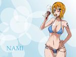  bra ice_cream nami one_piece orange_hair panties tagme 