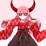  1girl braid brown_hakama funamusea hakama hakama_skirt heart heart-shaped_pupils japanese_clothes laurentia_(wadanohara) looking_at_viewer mono-saccharide-blog oounabara_to_wadanohara pink_hair red_eyes sidelocks skirt solo symbol-shaped_pupils twin_braids 