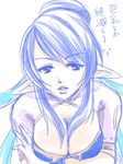  akr_(akari) blue_hair breasts gloves judith large_breasts pointy_ears red_eyes smile solo tales_of_(series) tales_of_vesperia translated 