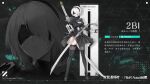  1girl 2b_(nier:automata) black_dress blindfold breasts character_name cleavage copyright_name crossover dress full_body hairband high_heels highres holding holding_sword holding_weapon katana logo nier:automata nier_(series) official_art punishing:_gray_raven second-party_source solo sword thighhighs weapon white_hair 