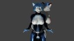 anthro arctic_fox big_breasts blue_body blue_fur blue_hair breasts canid canine clothed clothing duo female fox fur genitals gynomorph gynomorph/female hair hi_res intersex intersex/female krystal mammal nintendo nipples nude open_mouth pussy simple_background smile snowy_(sushifoxxx) star_fox tail unknown_artist white_body white_fur