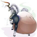 absurd_res big_diaper chocomintshake clothing diaper equid equine feces feral final_fantasy final_fantasy_x hi_res hooves horn horse huge_diaper hyper_soiling ixion looking_at_viewer looking_back looking_back_at_viewer mammal raised_leg rear_view soiling solo square_enix stink_lines underwear unicorn