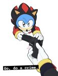 &lt;3 2024 anthro anthro_focus black_body black_ears black_eyes black_nose black_quills blue_body blush bracelet cadieeex3 charm chest_tuft classic_sonic classic_sonic_(universe) clothed clothing cosplay costume crossover dialogue domestic_cat duo ear_bow english_text eulipotyphlan felid feline felis first_person_view footwear fur glistening glistening_eyes glistening_nose gloves gun handwear hedgehog hello_kitty_(character) hello_kitty_(series) hi_res holding_gun holding_object holding_ranged_weapon holding_weapon humor jewelry long_nose looking_at_viewer looking_up looking_up_at_viewer male male_focus mammal multicolored_body multicolored_ears multicolored_quills o_o offscreen_character quills raised_arms ranged_weapon red_body red_quills sanrio sega shadow_the_hedgehog shoes simple_background solo_focus sonic_superstars sonic_the_hedgehog sonic_the_hedgehog_(series) standing tan_body tan_ears tan_skin text toony tuft weapon whiskers white_background white_body white_ears white_fur wide_eyed yellow_nose