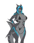 anthro bikini clothing digital_drawing_(artwork) digital_media_(artwork) female fish furry hi_res marine reference_image roder shark shark_tail simple_background solo swimwear