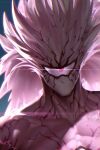  1boy alien alternate_form cabalfan chinese_commentary colored_skin commentary_request cyclops highres looking_at_viewer lord_boros male_focus mixed-language_commentary no_mouth one-eyed one-punch_man pink_eyes pink_skin solo 