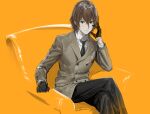  akechi_gorou black_gloves brown_eyes brown_hair gloves necktie persona persona_5 rr_(suisse200) school suit uniform 