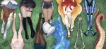  6+girls android asymmetrical_legwear blue_skin bone boots cable colored_skin dark-skinned_female dark_skin fishnet_pantyhose fishnets florkofcows fox_girl fox_tail highres joints kitsune kyuubi lamia large_tail leg_focus leg_only lower_body lying mechanical_legs mechanical_parts midriff_peek monster_girl multiple_girls multiple_tails nurse office_lady on_back original pantyhose pencil_skirt robot_girl robot_joints scales see-through_body skeleton skirt slime_(substance) slime_girl tail tan thigh_boots thighhighs undead 