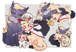  1boy 2girls bird blonde_hair blush_stickers cat charlie_morningstar duck hat hazbin_hotel husband_and_wife lilith_(hazbin_hotel) looking_at_viewer lucifer_(hazbin_hotel) mother_and_daughter multiple_girls red_eyes wu_ge_wu 