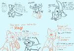 2023 all_fours animate_inanimate anthro attribute_theft bandanna biped clothed clothing crawling dialogue diaper digital_media_(artwork) duo english_text feral generation_7_pokemon generation_8_pokemon hand_on_chin hi_res kerchief kobit kobold lilstarbit living_plushie looking_at_another male multiple_images nickit nintendo onesie plushie pokemon pokemon_(species) quadruped salandit scalie sequence side_view simple_background sitting sketch stickit surprise text thinking_pose three-quarter_view underwear wearing_diaper