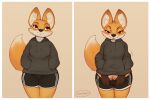 2024 anthro canid canine clothed clothing female flashing flashing_pussy fox fox_girl_(sniffsnorf) fur genitals looking_at_viewer mammal multicolored_body multicolored_fur orange_body orange_fur pussy sniffsnorf solo tongue tongue_out white_body white_fur
