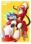  1girl animal_ears animal_hands blue_eyes cat_ears cat_paws electric_plug_tail electricity helmet humanoid_robot kyoutasab medarot oversized_forearms oversized_limbs panties pepper_cat red_panties robot robot_girl science_fiction solo tail underwear yellow_background 