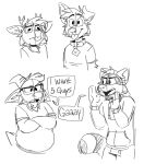 anthro backwards_cap backwards_hat baseball_cap blep bovid canid canine canis caprine clothing crossed_arms darwin_(tinydeerguy) deer dialog_balloon dialogue domestic_dog english_text eyewear facial_hair five_guys gary_(tinydeerguy) glasses goat goatee group hat headgear headwear hi_res horn male mammal matt_riskely open_mouth overweight overweight_male sam_(tinydeerguy) simple_background smile teeth_showing text tinydeerguy tongue tongue_out tongue_showing white_background