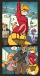 anal anal_masturbation bodily_fluids chastity_cage chastity_device clothed clothing comic crossdressing cum cum_inflation cum_inside fucking_machine genital_fluids girly hi_res husdur inflation machine male masturbation miles_prower public_transportation sega solo sonic_the_hedgehog_(series)