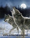 canine feral forest fur grey_fur howl mammal moon night outside snout snow teeth tree unknown_artist wolf wood 