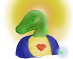 &hearts; dinosaur green green_body male orange_eyes plain_background raptor raptor_jesus robotduck scalie solo white_background 