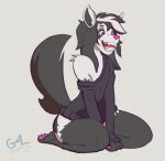 anthro black_and_white_fur canid canine canis clothing generation_3_pokemon girly good4life4ever kneeling male mammal mightyena nintendo playful pokeball pokeball_in_mouth pokemon pokemon_(species) solo sweatshirt wolf