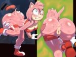amy_rose anal anthro anthro_on_anthro anus areola balls bite biting_lip biting_own_lip blush bodily_fluids boots breasts butt canid canine cleavage clothed clothing duo erection eulipotyphlan female footwear fox genitals gloves green_eyes hand_on_butt handwear hedgehog looking_pleasured male male/female mammal miles_prower multicolored_body multicolored_skin nipples open_mouth oral orange-peel penis pink_body pink_skin pussy rimming saliva sega sex signature sonic_the_hedgehog_(series) tongue tongue_out two_tone_body two_tone_skin wide_eyed