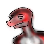 anthro deathcapsules half-closed_eyes lizard male narrowed_eyes red_body reptile scalie shirtless shirtless_anthro shirtless_male simple_background smile smirk solo white_body