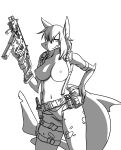 absurd_res anthro belt breasts clothed clothing explosives female fish grenade gun hi_res holding_gun holding_object holding_ranged_weapon holding_weapon holster knife marine nipples panties ranged_weapon saintversa shark solo topless topless_female underwear weapon