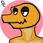 abs anthro biped brian_(deathcapsules) deathcapsules half-closed_eyes lizard male narrowed_eyes reptile scalie shirtless shirtless_anthro shirtless_male simple_background smile smirk solo yellow_body