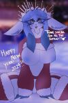 2024 absurd_res anthro areola big_breasts biped breasts christmas christmas_clothing clothing eeveelution female female_anthro generation_4_pokemon glaceon hi_res holidays imboredhh lingerie lovely_(imboredhh) new_year nintendo nipples pokemon pokemon_(species) snow solo