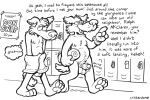anthro balls canid canine critterdome duo father_(lore) father_and_child_(lore) father_and_son_(lore) genitals hi_res locker_room male mammal monochrome parent_(lore) parent_and_child_(lore) parent_and_son_(lore) penis son_(lore) towel