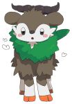 2017 4_legs ambiguous_gender blush bovid caprine chi3 feral generation_6_pokemon goat grey_eyes heart_symbol hooves horn looking_at_viewer low_res mammal nintendo open_mouth orange_hooves pokemon pokemon_(species) simple_background skiddo solo standing white_background