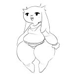4_fingers bottomless bottomless_female cave_story clothed clothing facial_scar featureless_crotch female fingers hi_res lagomorph leporid mammal mimiga mrloquendo open_mouth open_smile scar scar_on_face smile solo sue_sakamoto sweater thick_thighs tongue topwear topwear_only wide_hips x_scar