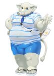 anthro balls_outline belly big_belly bottomwear bulge clothing detailed_bulge elephant elephantid footwear genital_outline grey_body hizen_(tamacolle) humanoid_hands kemono male mammal nikubo official_art overweight overweight_male penis_outline proboscidean sandals shirt shorts solo tamacolle topwear