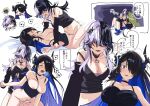  2girls bare_shoulders black_choker black_hair black_shirt black_tank_top blunt_bangs bottomless breasts check_translation choker cleavage collage colored_inner_hair doggystyle fang futa_with_female futanari grey_hair hair_over_eyes hair_over_one_eye highres hololive hololive_english horns large_breasts long_hair lying medium_breasts missionary multicolored_hair multiple_girls nerissa_ravencroft off-shoulder_shirt off_shoulder on_back parted_bangs red_eyes sex shiori_novella shirt sidelocks sketch slit_pupils speech_bubble sweat tank_top tears translation_request two-tone_hair virtual_youtuber wavy_hair yellow_eyes yomosaka yuri 