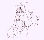 anthro avian beak bikini bird breasts chest_tuft clothing clownboo_art covered_breasts digital_drawing_(artwork) digital_media_(artwork) eyelashes feathered_wings feathers female hair long_hair looking_at_viewer martlet_(undertale_yellow) monster neck_tuft ponytail portrait smile solo swimwear tied_bikini tuft undertale undertale_(series) undertale_yellow wings