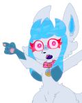 absurd_res accessory anthro blue_body blue_fur blush collar colored digital_media_(artwork) eeveelution fan_character female feral fur generation_4_pokemon gesture glaceon hand_gesture hi_res inner_ear_fluff looking_at_viewer mammal meme nintendo offaly_(kabsfy) open_mouth paws pink_collar pink_eyes pointing pointing_at_viewer pokemon pokemon_(species) shiny_glaceon sosu-the-blue-wolf suprised_look teeth tongue tuft white_body white_fur