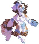 alpha_channel anthro big_fangs blue_claws blue_eyes blue_flesh blue_guts blue_horn blue_nose blue_pawpads brown_body brown_fur brown_markings brown_stripes brown_tail candy_gore claws fangs female front_view fur glistening glistening_eyes gore guts horn looking_aside markings multicolored_body multicolored_fur open_mouth open_smile orange_body orange_fur orange_tail organs pawpads rayliicious simple_background smile solo stripes tail teeth transparent_background white_body white_fur white_markings white_stripes white_tail wounded