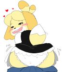 animal_crossing anthro blush blush_lines bottomwear butt canid canine canis clothed clothing domestic_dog duo erection erection_under_clothing female first_person_view forbiddenchees8 furgonomics grinding grinding_on_penis happy heart_symbol isabelle_(animal_crossing) looking_at_viewer looking_back maid_uniform male mammal motion_lines nintendo panties pants raised_tail shih_tzu skirt smile tail teeth toy_dog underwear uniform