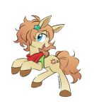  1girl animal_ears animalization blue_eyes brown_fur commentary cutie_mark green_vest gun hair_ornament horse_ears horse_tail light_brown_hair my_little_pony my_little_pony:_friendship_is_magic no_humans red_scarf revolver scarf short_hair solo star_(symbol) star_hair_ornament taiki_shuttle_(umamusume) tail umamusume vest weapon zzekzzek 