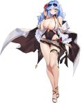  1girl aqua_eyebrows aqua_hair artist_request bare_legs bare_shoulders belt belt_buckle bikini black_belt black_bikini black_choker black_straps black_wristband blue-tinted_eyewear bow bow_bikini breasts buckle choker cleavage closed_mouth coat collarbone covered_navel cross-laced_armwear cross-laced_straps eloise_(final_gear) final_gear flower full_body gold_buckle hair_between_eyes hair_flower hair_ornament hair_ribbon hibiscus highres light_blush long_hair looking_to_the_side official_art red_flower ribbon ribbon_choker see-through_bikini shoe_strap simple_background smile solo spaghetti_strap swept_bangs swimsuit tachi-e thigh_belt thigh_strap third-party_source tinted_eyewear transparent_background two-tone_bikini white_bikini white_coat white_sleeves yellow_eyes 