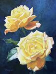  eyvzi172xqdkvs7 flower flower_focus leaf no_humans oil_painting_(medium) original painting_(medium) plant plant_focus realistic rose signature traditional_media yellow_flower yellow_rose 