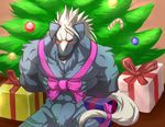  blade_(pixiv) blazblue blush bound bow canine christmas gift holidays male mammal nude valkenhayn valkenhayn_r._hellsing were werewolf 