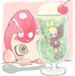  2boys agent_3_(splatoon) agent_8_(splatoon) border cherry commentary_request cream_soda cup food fruit glass green_eyes highres ice_cream ice_cream_float inkling inkling_boy inkling_player_character male_focus mei_tyan_n mohawk multiple_boys octoling octoling_boy octoling_player_character red_hair short_hair splatoon_(series) splatoon_2 splatoon_2:_octo_expansion spoon tentacle_hair thick_eyebrows white_border 