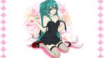  bad_id bad_pixiv_id blue_eyes fishnet_legwear fishnets green_hair hatsune_miku karu_(666) long_hair smile solo thighhighs undone very_long_hair vocaloid 