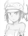  armlet bare_shoulders dress frills greyscale hat monochrome oniro original pas_(paxiti) ru_(oniro) sidelocks sketch solo strapless strapless_dress 