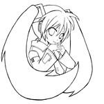  bad_id bad_pixiv_id greyscale hatsune_miku headphones karu_(666) lineart long_hair monochrome smile solo twintails vocaloid 