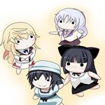  4girls :3 akisaka_yamoka angel_beats! animal_ears bad_id bad_pixiv_id blush charlotte_dunois chibi crossover fake_animal_ears gokou_ruri hanazawa_kana hand_sonic highres holding_hands infinite_stratos mole mole_under_eye multiple_girls ore_no_imouto_ga_konna_ni_kawaii_wake_ga_nai seiyuu_connection shiina_mayuri steins;gate tenshi_(angel_beats!) 