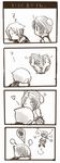  1girl 4koma arms_behind_back bad_id bad_pixiv_id blush comic copyright_request embarrassed forehead_kiss greyscale heart kiss monochrome okotamaranchi silent_comic sleeping squiggle surprise_kiss surprised translated zzz |_| 