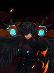  armor black black_armor black_background black_hair elsword helmet izgald male_focus raven_(elsword) reckless_fist_(elsword) red_eyes solo valak_(elsword) wings 