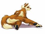  anthro butt canine female fox hindpaw looking_at_viewer mammal nude paws pinup plain_background pose pussy solo unknown_artist wfa white_background 